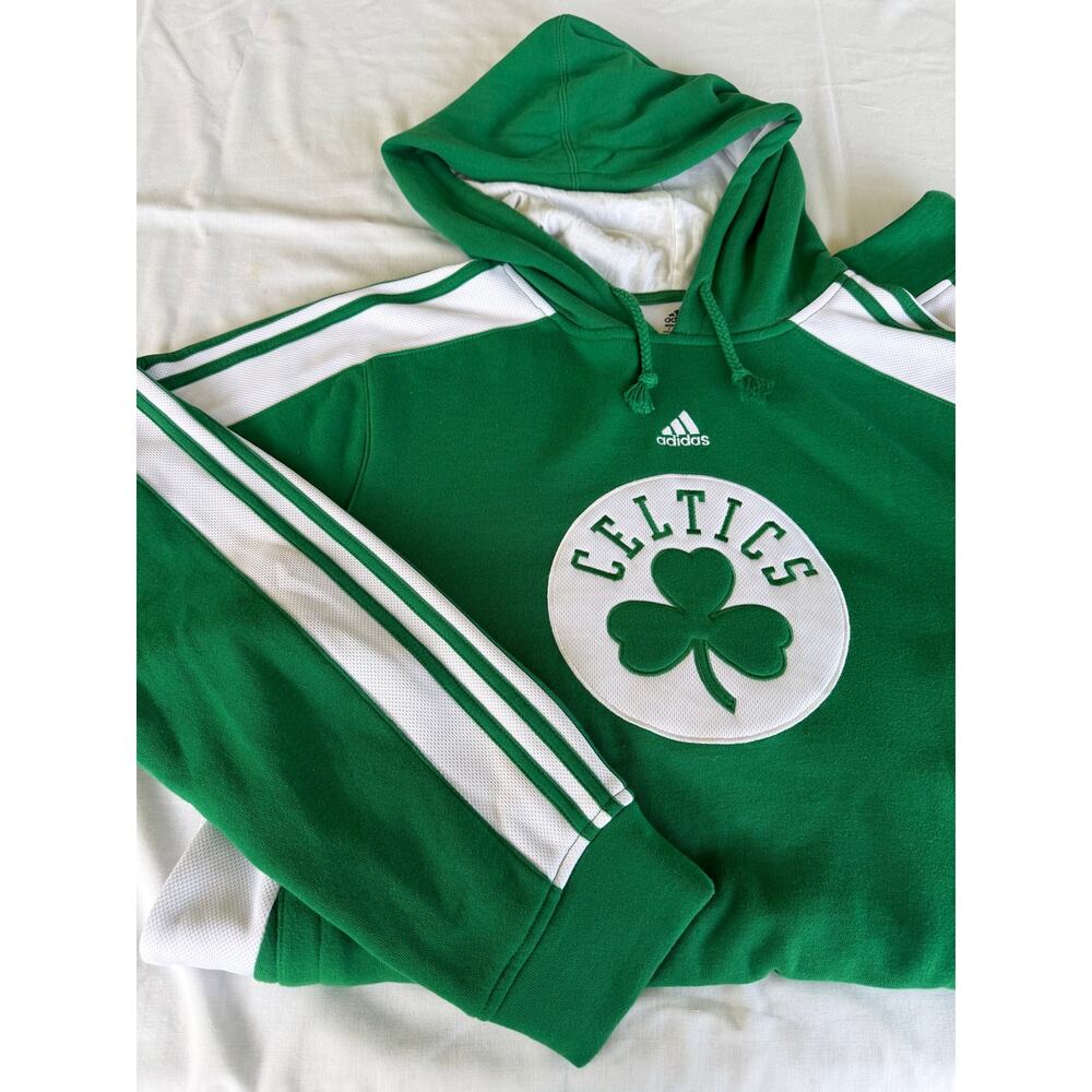 RARE 2009 Adidas Boston Celtics NBA Hoodie S Stitched Shamrock Y2K Collegiate